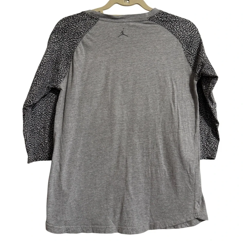 Jordan Girls XL 13-15yrs Gray Black 23‎ Print Raglan 3/4 Sleeve Shirt